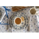 Clayre & Eef Tafelkleed  100x100 cm Wit Blauw Katoen Vierkant Roosjes