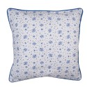 Clayre & Eef Cushion Cover 40x40 cm White Blue Cotton Square Roses