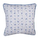 Clayre & Eef Kussenhoes  40x40 cm Wit Blauw Katoen Vierkant Roosjes