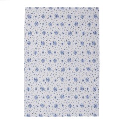 Clayre & Eef Torchon 50x70 cm Blanc Bleu Coton Roses