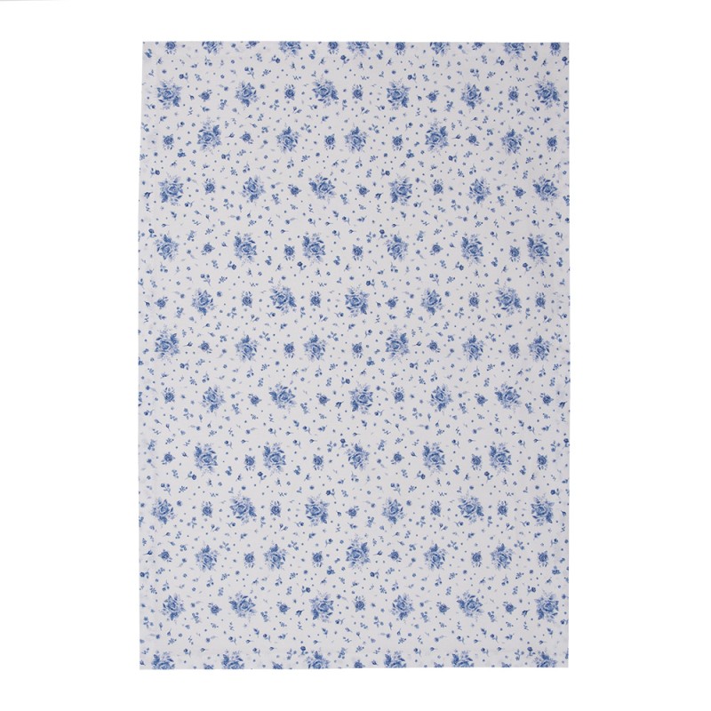 Clayre & Eef Geschirrtuch 50x70 cm Weiß Blau Baumwolle Rechteck Rosen