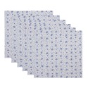 Clayre & Eef Napkins Cotton Set of 6 40x40 cm White Blue Square Roses