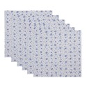 Clayre & Eef Serviettes Coton set de 6 40x40 cm Blanc Bleu Carré Roses