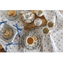 Clayre & Eef Servetten Katoen Set van 6  40x40 cm Wit Blauw Vierkant Roosjes