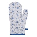 Clayre & Eef Oven Mitt 18x30 cm White Blue Cotton Roses