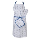 Clayre & Eef Oven Mitt 18x30 cm White Blue Cotton Roses