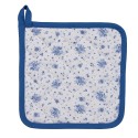 Clayre & Eef Pannenlap  20x20 cm Wit Blauw Katoen Vierkant Roosjes