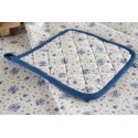 Clayre & Eef Pot Holder 20x20 cm White Blue Cotton Square Roses