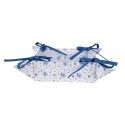 Clayre & Eef Bread Basket 35x35x8 cm White Blue Cotton Square Roses