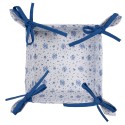 Clayre & Eef Bread Basket 35x35x8 cm White Blue Cotton Square Roses