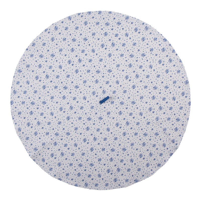 Clayre & Eef Torchon Ø 80 cm Blanc Bleu Coton Rond Roses