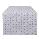 Clayre & Eef Chemin de table 50x140 cm Blanc Bleu Coton Rectangle Roses