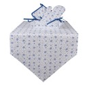 Clayre & Eef Table Runner 50x160 cm White Blue Cotton Rectangle Roses