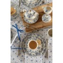 Clayre & Eef Table Runner 50x160 cm White Blue Cotton Rectangle Roses