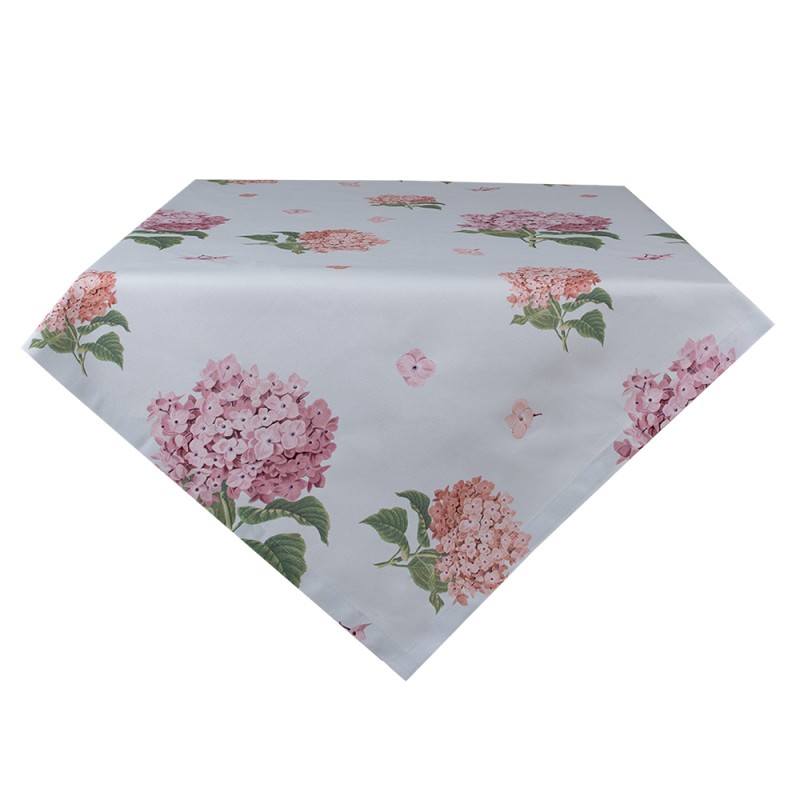 Clayre & Eef Tafelkleed  100x100 cm Blauw Roze Katoen Vierkant Hortensia