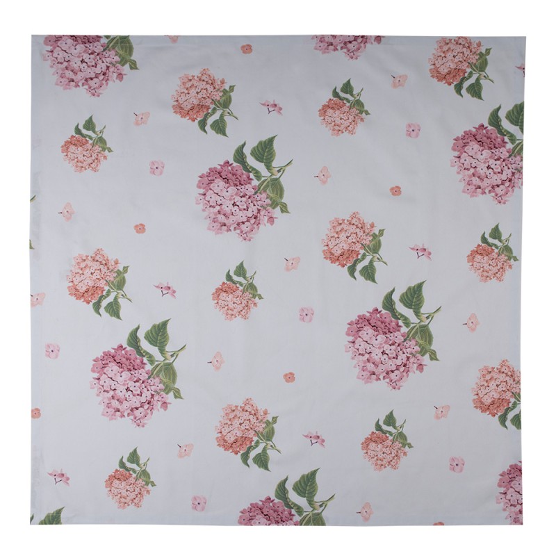 Clayre & Eef Tischdecke 100x100 cm Blau Rosa Baumwolle Quadrat Hortensie