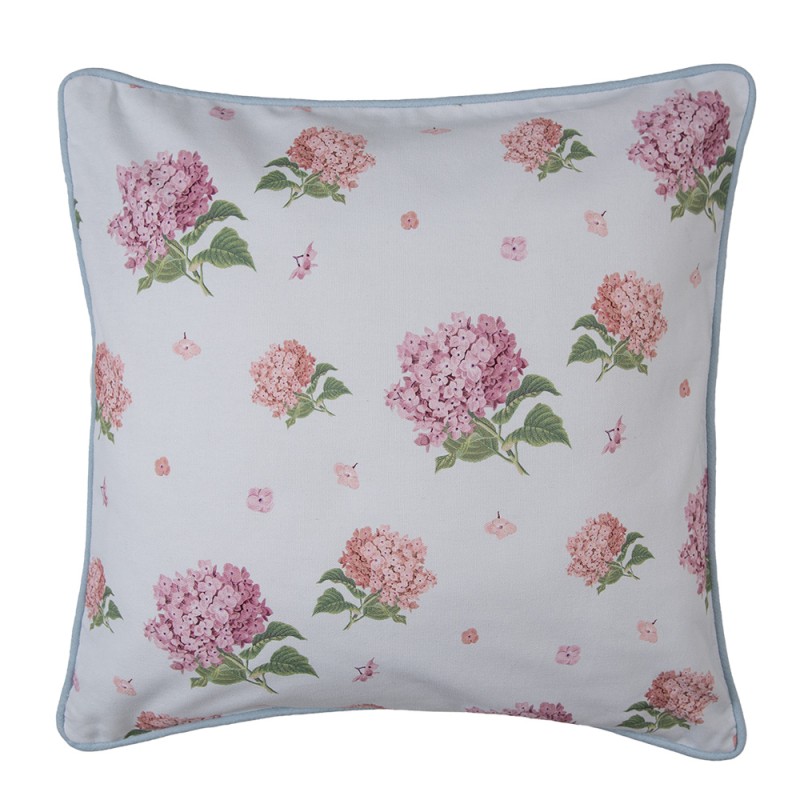 Clayre & Eef Cushion Cover 40x40 cm Blue Pink Cotton Hydrangea