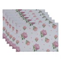 Clayre & Eef Placemats Set of 6 48x33 cm Blue Pink Cotton Hydrangea
