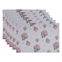 Clayre & Eef Placemats Set van 6  48x33 cm Blauw Roze Katoen Hortensia