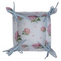 Clayre & Eef Corbeille à pain 35x35x8 cm Bleu Rose Coton Hortensia