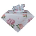 Clayre & Eef Brotkorb 35x35x8 cm Blau Rosa Baumwolle Hortensie