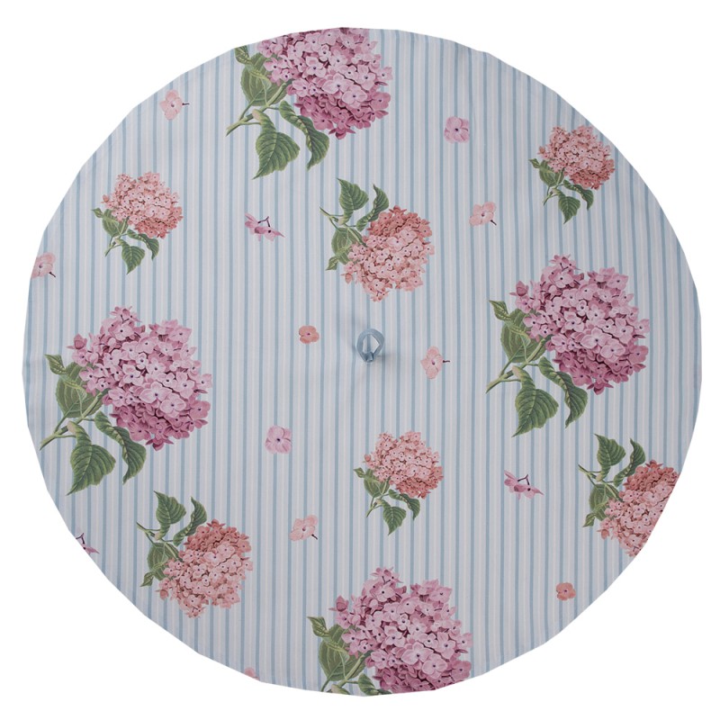 Clayre & Eef Theedoek  Ø 80 cm Blauw Roze Katoen Rond Hortensia