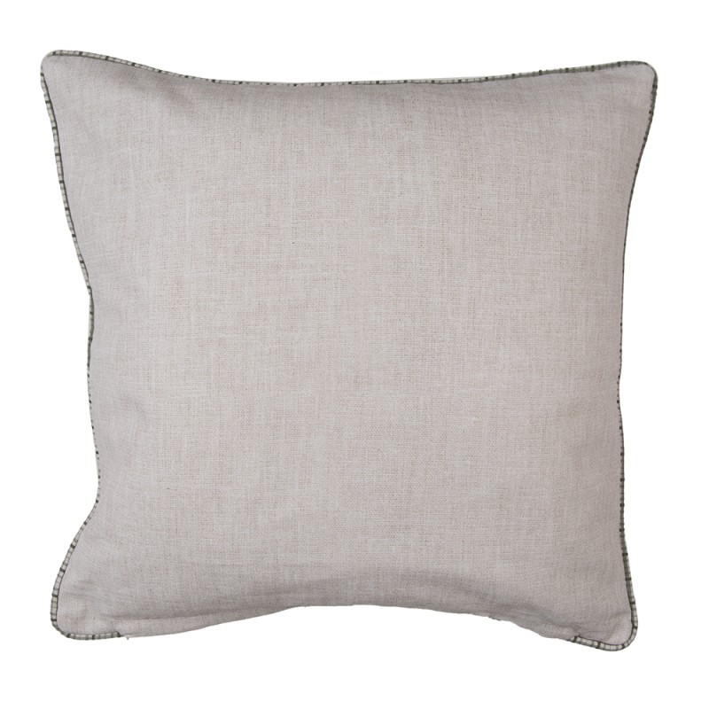 Clayre & Eef Kussenhoes  40x40 cm Beige Groen Katoen Vierkant Dennenbomen