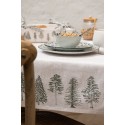 Clayre & Eef Chair Cushion Cover 40x40 cm Beige Green Cotton Square Pine Trees