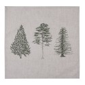 Clayre & Eef Napkins Cotton Set of 6 40x40 cm Beige Green Square Pine Trees