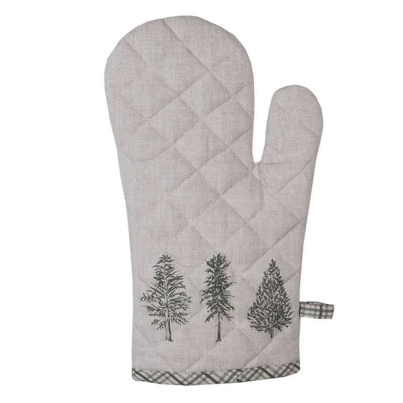 Clayre & Eef Manique de four 18x30 cm Beige Vert Coton Sapins