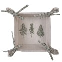 Clayre & Eef Bread Basket 35x35x8 cm Beige Green Cotton Pine Trees