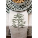 Clayre & Eef Tea Towel  Ø 80 cm Beige Green Cotton Round Pine Trees