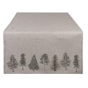 Clayre & Eef Table Runner 50x140 cm Beige Green Cotton Rectangle Pine Trees