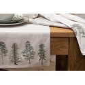 Clayre & Eef Table Runner 50x140 cm Beige Green Cotton Rectangle Pine Trees