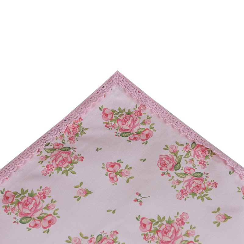 Clayre & Eef Tablecloth 100x100 cm Pink Cotton Square Roses