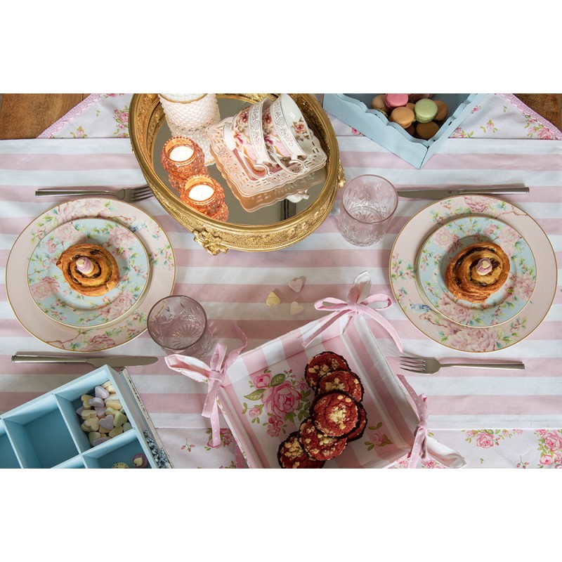 Clayre & Eef Placemats Set van 6  48x33 cm Roze Katoen Rechthoek Rozen