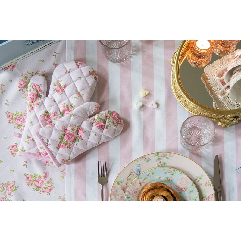 Clayre & Eef Sets de table set de 6 48x33 cm Rose Coton Rectangle Roses