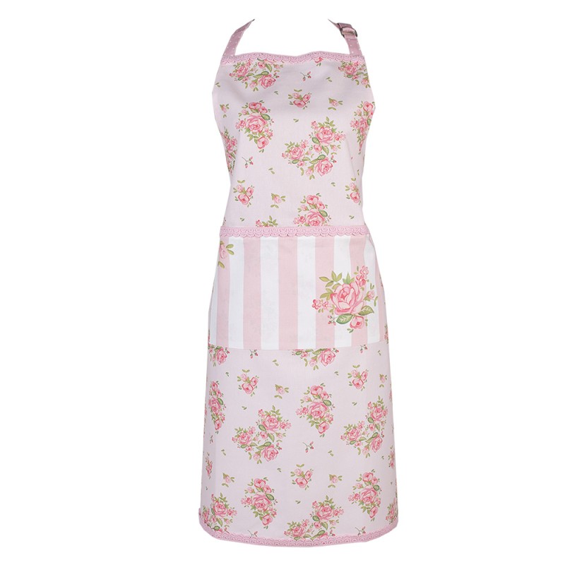 Clayre & Eef Kitchen Apron 70x85 cm Pink Cotton Roses