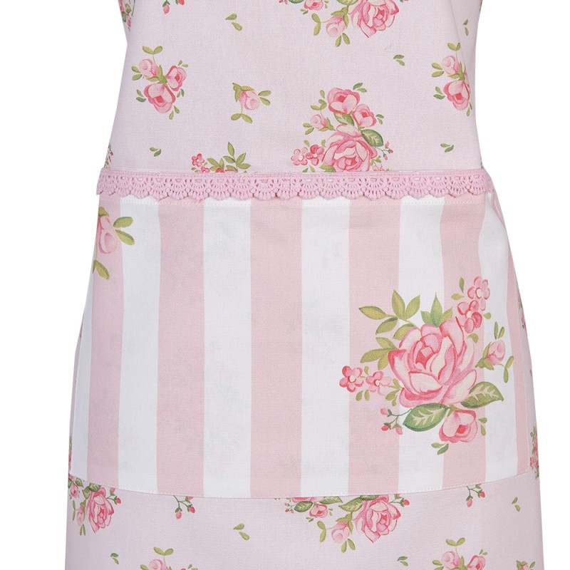 Clayre & Eef Kitchen Apron 70x85 cm Pink Cotton Roses