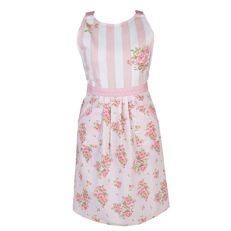 Clayre & Eef Tablier de cuisine 70x85 cm Rose Coton Roses