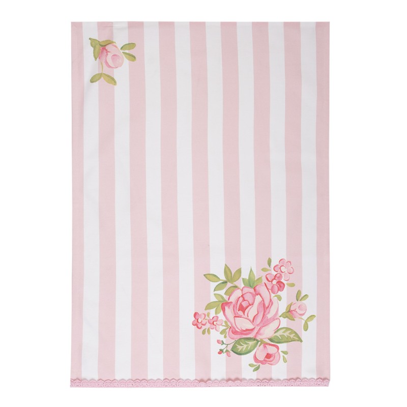 Clayre & Eef Tea Towel  50x70 cm Pink Cotton Roses