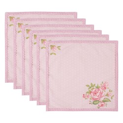 Clayre & Eef Servietten Baumwolle 6er Set 40x40 cm Rosa Quadrat Rosen