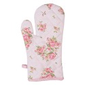 Clayre & Eef Ofenhandschuh 18x30 cm Rosa Baumwolle Rosen