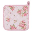 Clayre & Eef Pot Holder 20x20 cm Pink Cotton Square Roses