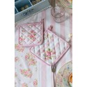 Clayre & Eef Topflappen 20x20 cm Rosa Baumwolle Quadrat Rosen