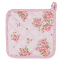 Clayre & Eef Kids' Pot Holder 16x16 cm Pink Cotton Square Roses