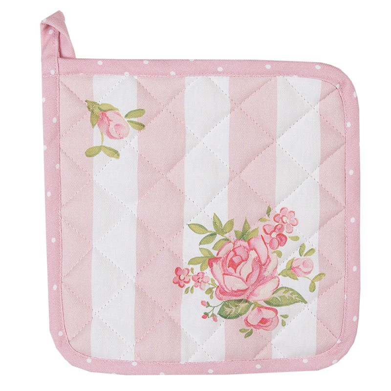 Clayre & Eef Kids' Pot Holder 16x16 cm Pink Cotton Square Roses