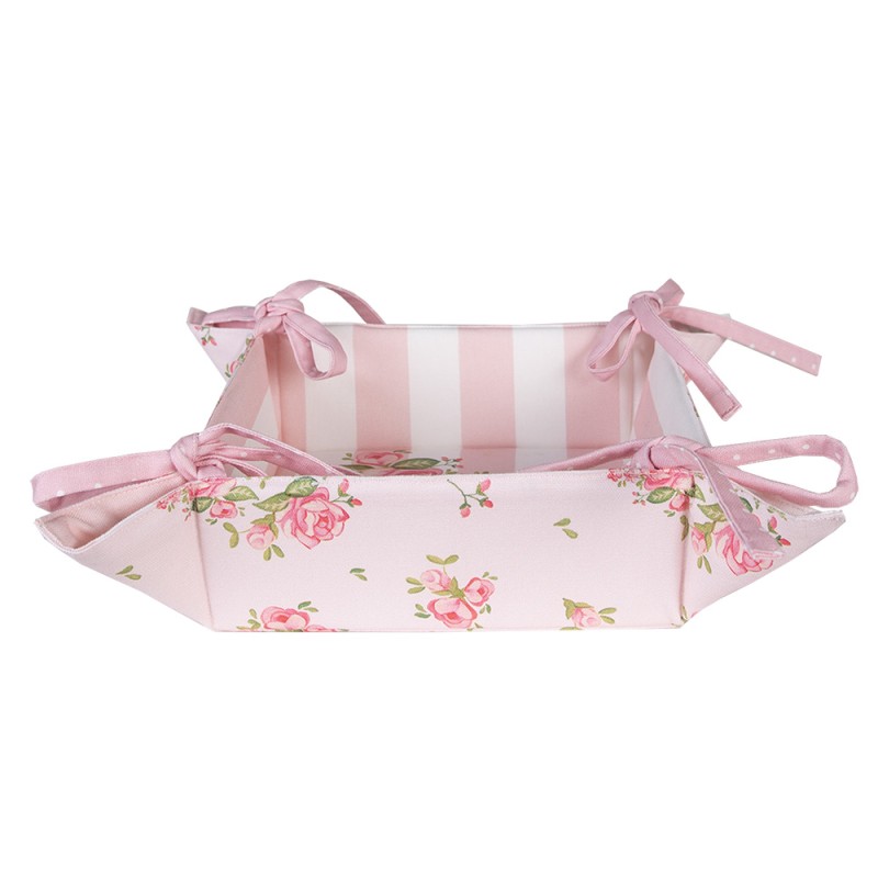 Clayre & Eef Bread Basket 35x35x8 cm Pink Cotton Roses