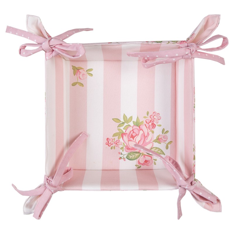 Clayre & Eef Bread Basket 35x35x8 cm Pink Cotton Roses
