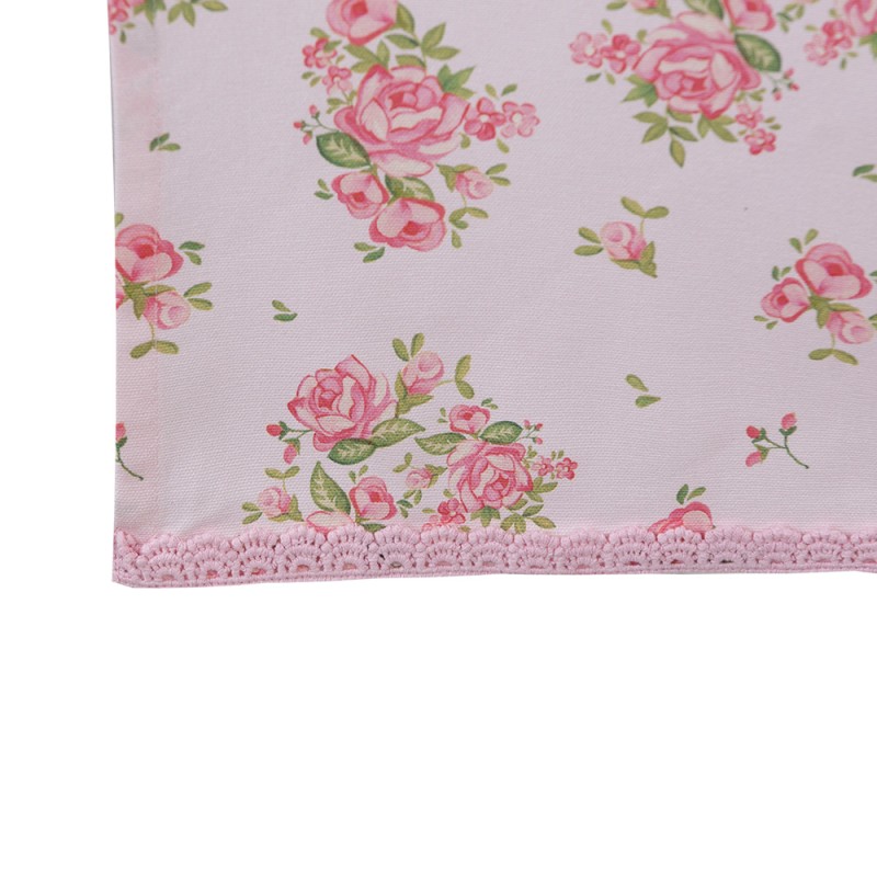 Clayre & Eef Table Runner 50x140 cm Pink Cotton Rectangle Roses
